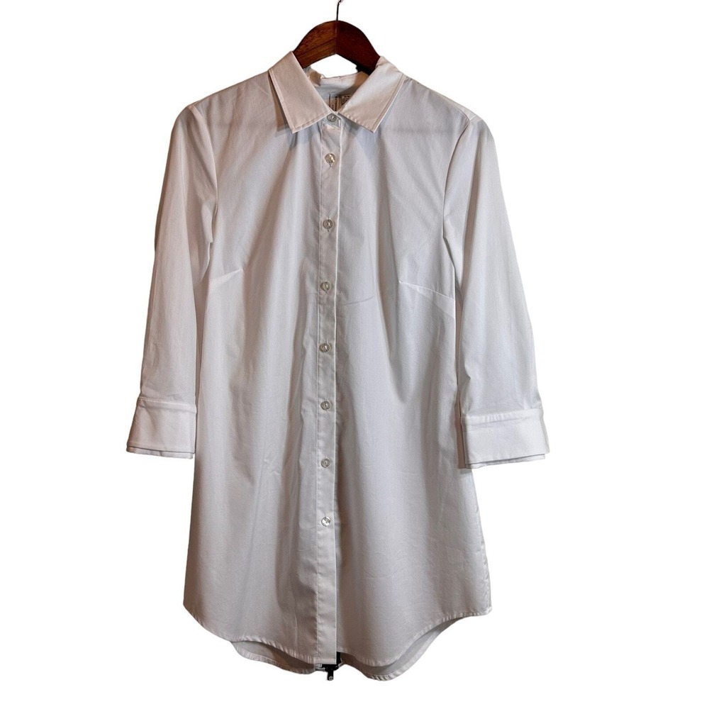 Katherine Barclay Womens Top Med White Montreal Professional Tunic Button Down